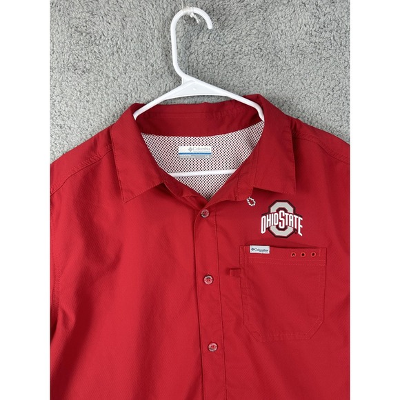 Ohio State Buckeyes Shirt Mens LNCAA Basketball Fishing Columbia PFG Rugby Men